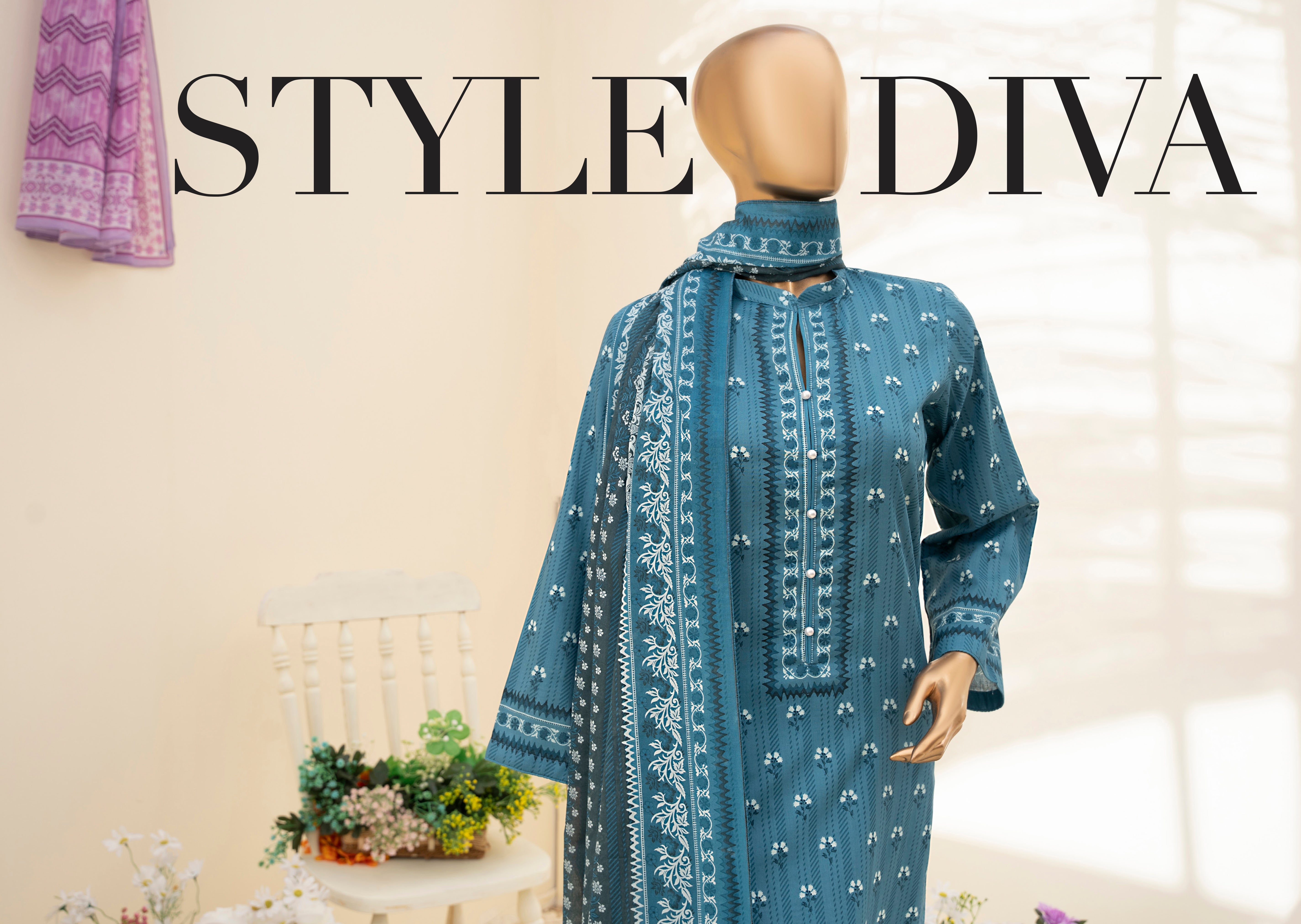 Printed Voil Lawn 3 Piece